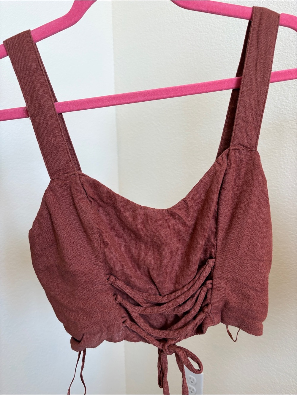 Abercrombie & Fitch Rust Cropped Smocked Tank